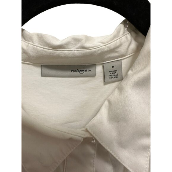 ๐ 2/$20 ๐ White Button-Down Women's Business Casual Long Sleeve Blouse sz M - Picture 3 of 6